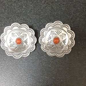 Sterling Silver and Red Turquiose Stone Earrings